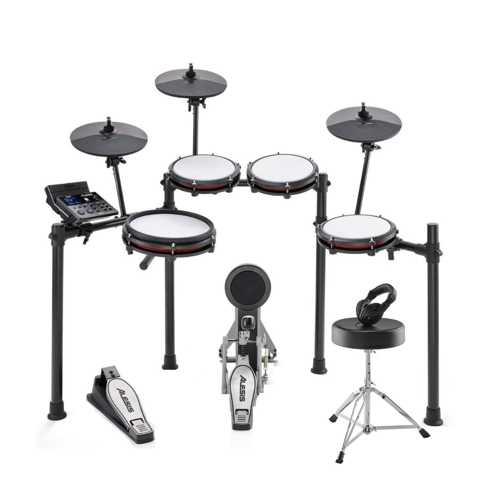Alesis Nitro Max Kit Electronic Drum Set Bundle with Throne and Headphones