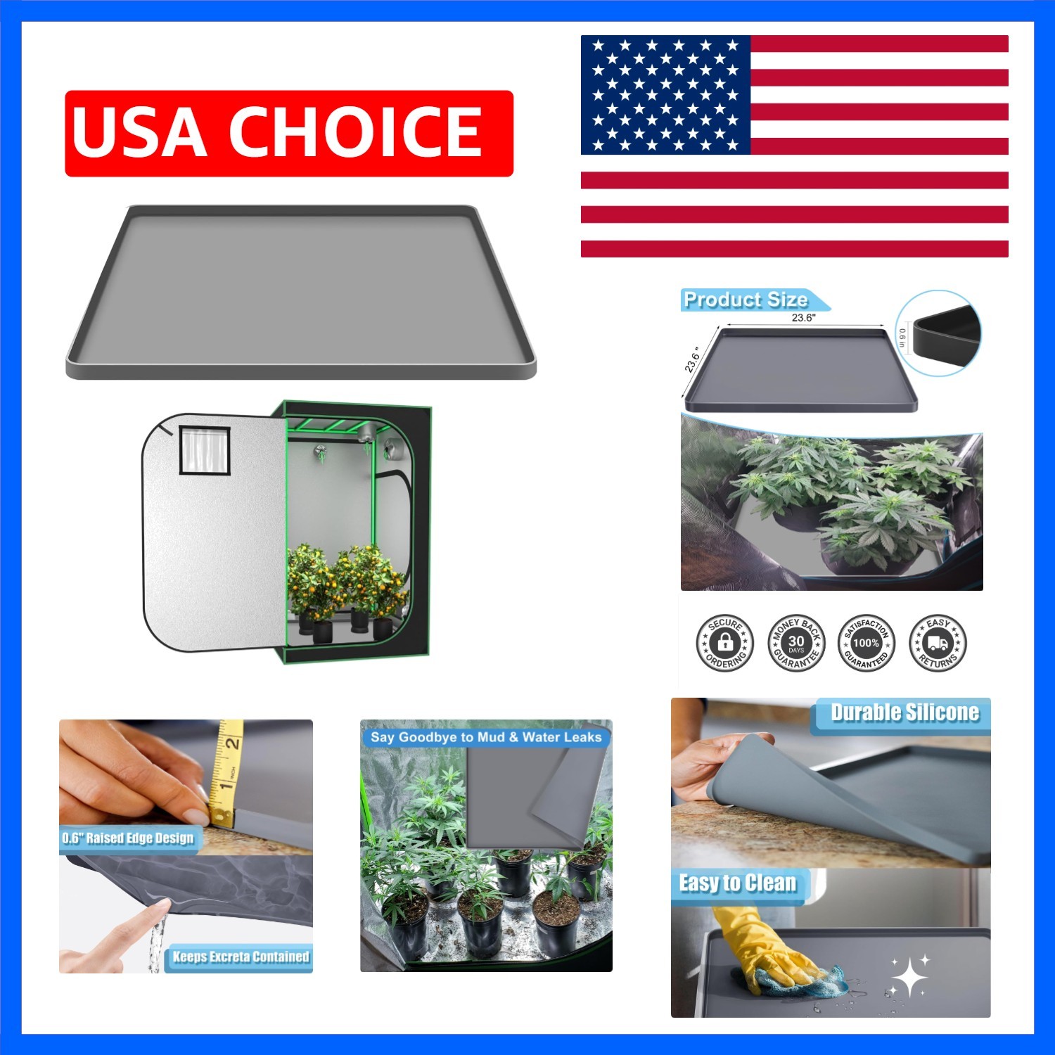 Grow Tent Mat Grow Tents Silicone Drip Pan, Grow Tent Complete System Mat wit...