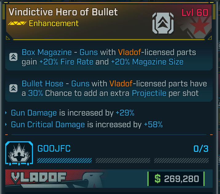 Borderlands 4⭐VINDICTIVE HERO OF BULLET ENHANCEMENT⭐VLADOF⭐GUN DMG, GUN CRIT