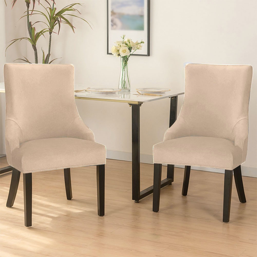 Plush Beige Chair Cover for Hotel and Home Dining Areas with Full Protection