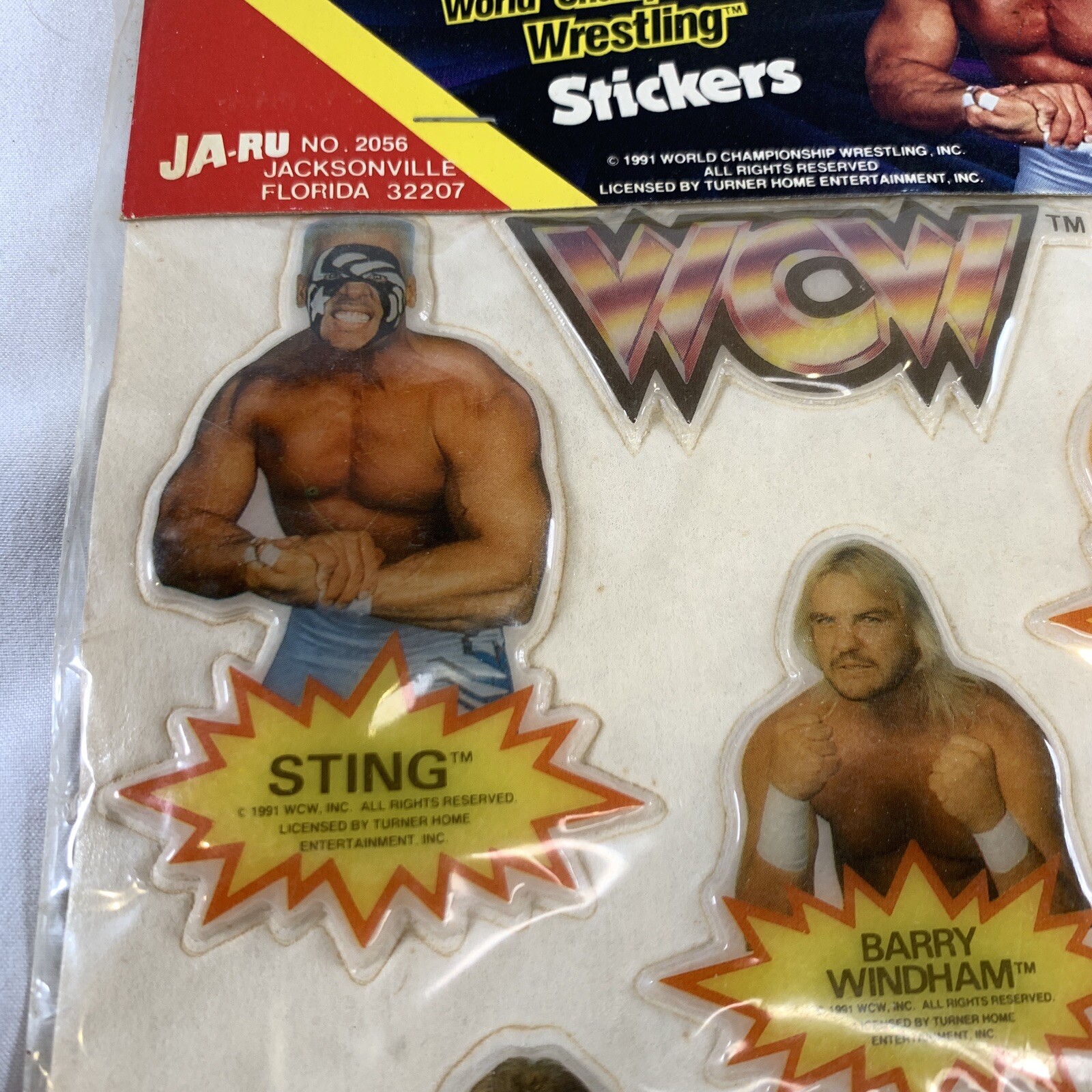 VTG 90s WCW World Championship Wrestling Stickers Sting 6 Pack Ja-Ru SEALED BNIB