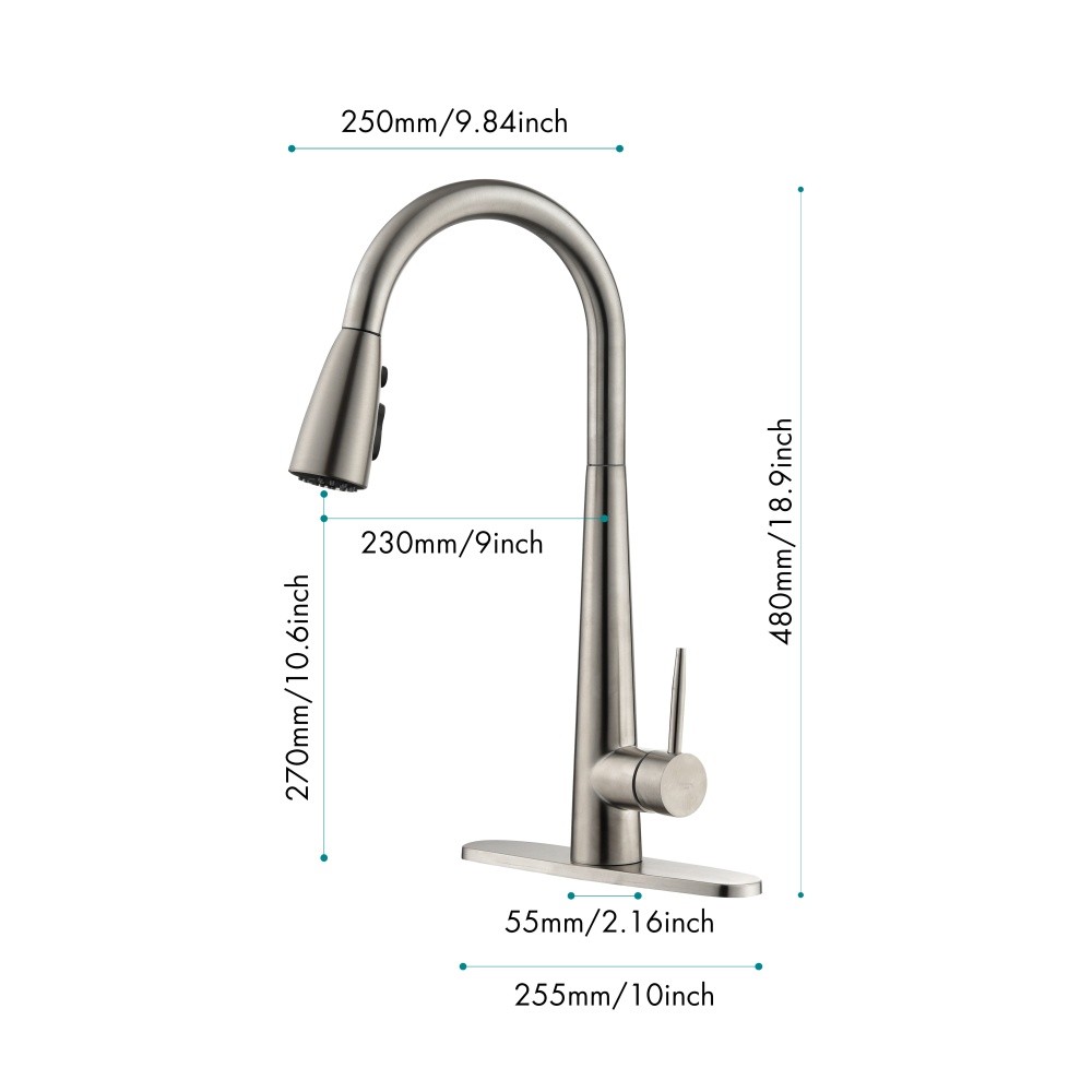 Kitchen Faucet with Pull Down Sprayer Brushed Nickel High Arc Single Handle