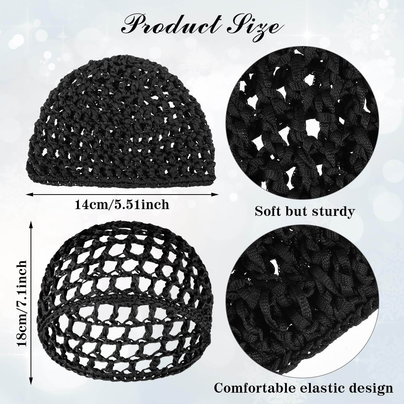 4 Pcs Mesh Crochet Hair Net Rayon Knit Snood Hat Women Hairnet Snoods Cover