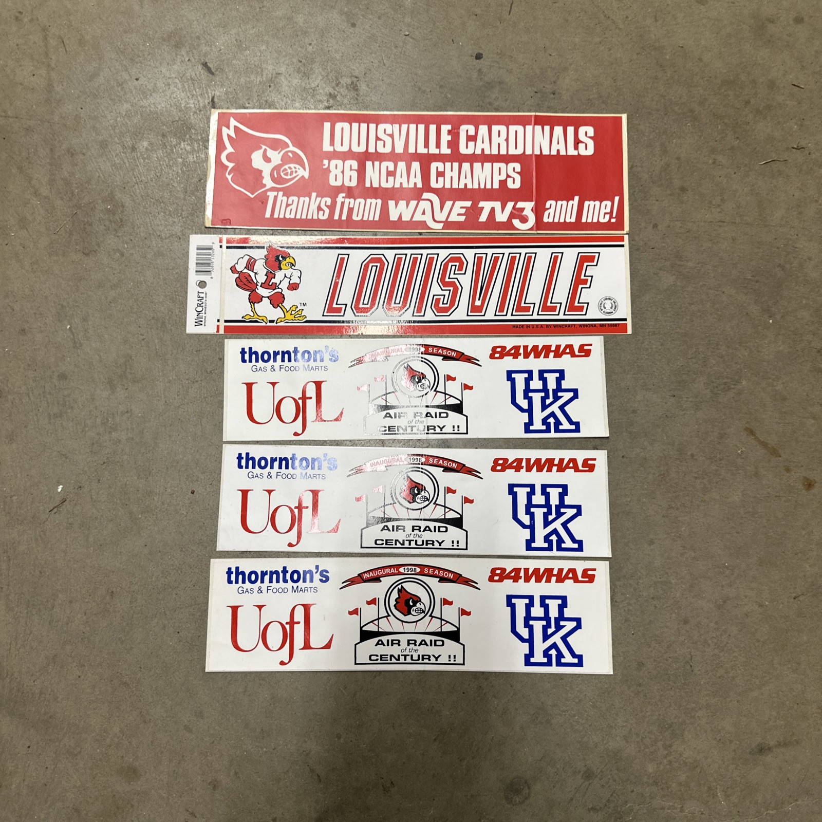 Louisville Cardinals Bumper Sticker Lot Vintage 1998 And More