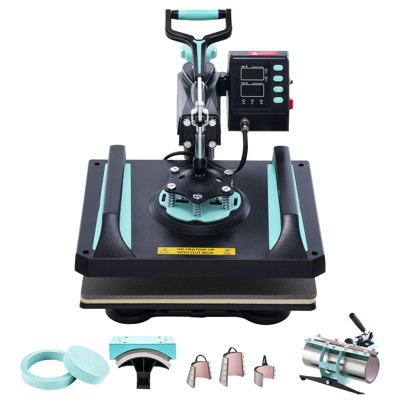 Heat Press Machine 12x15 inch 30oz Tumbler Press T-Shirts Black+Green