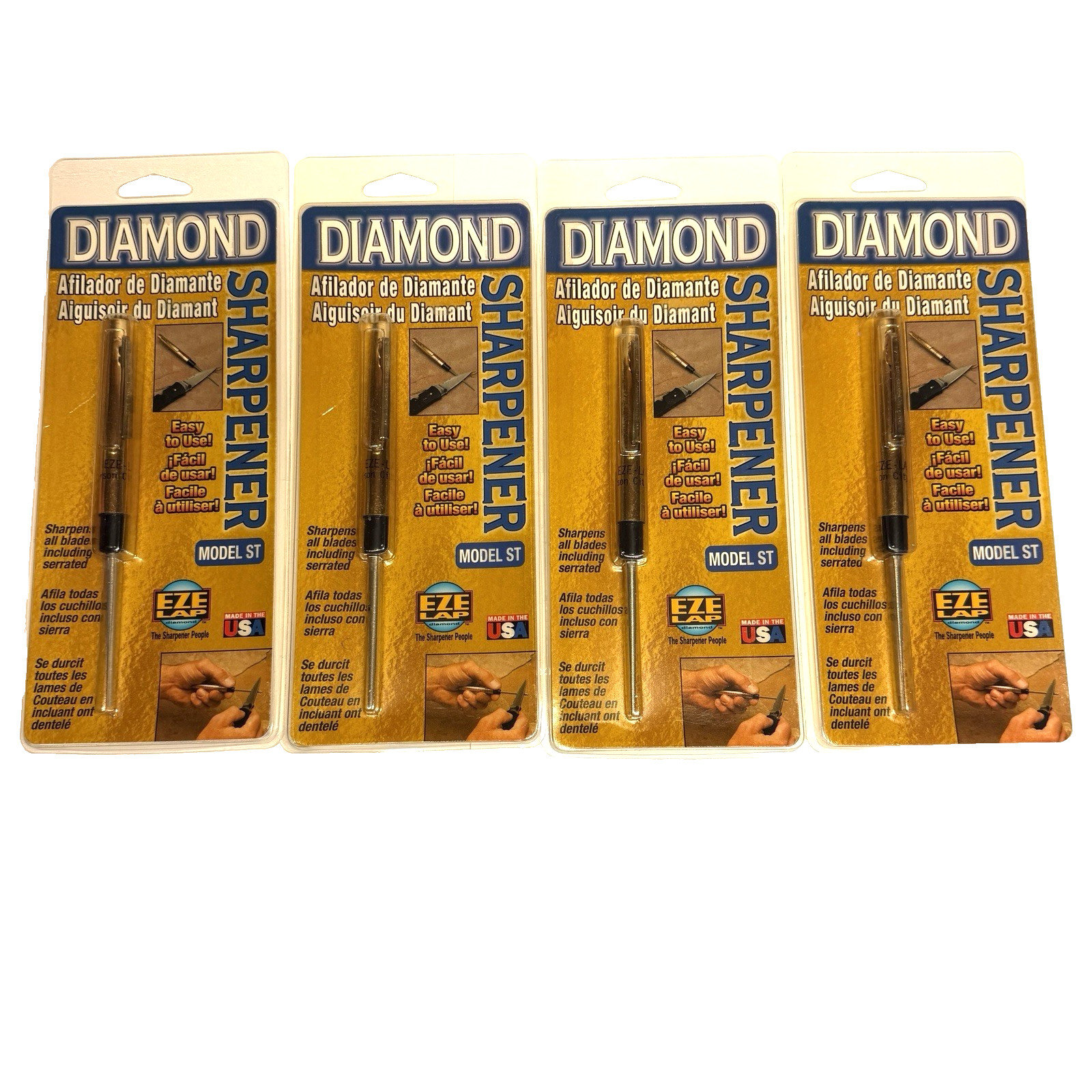 EZE-LAP LOT OF 4 Pocket Diamond Sharpeners Tapered Shaft Model ST USA New Sealed