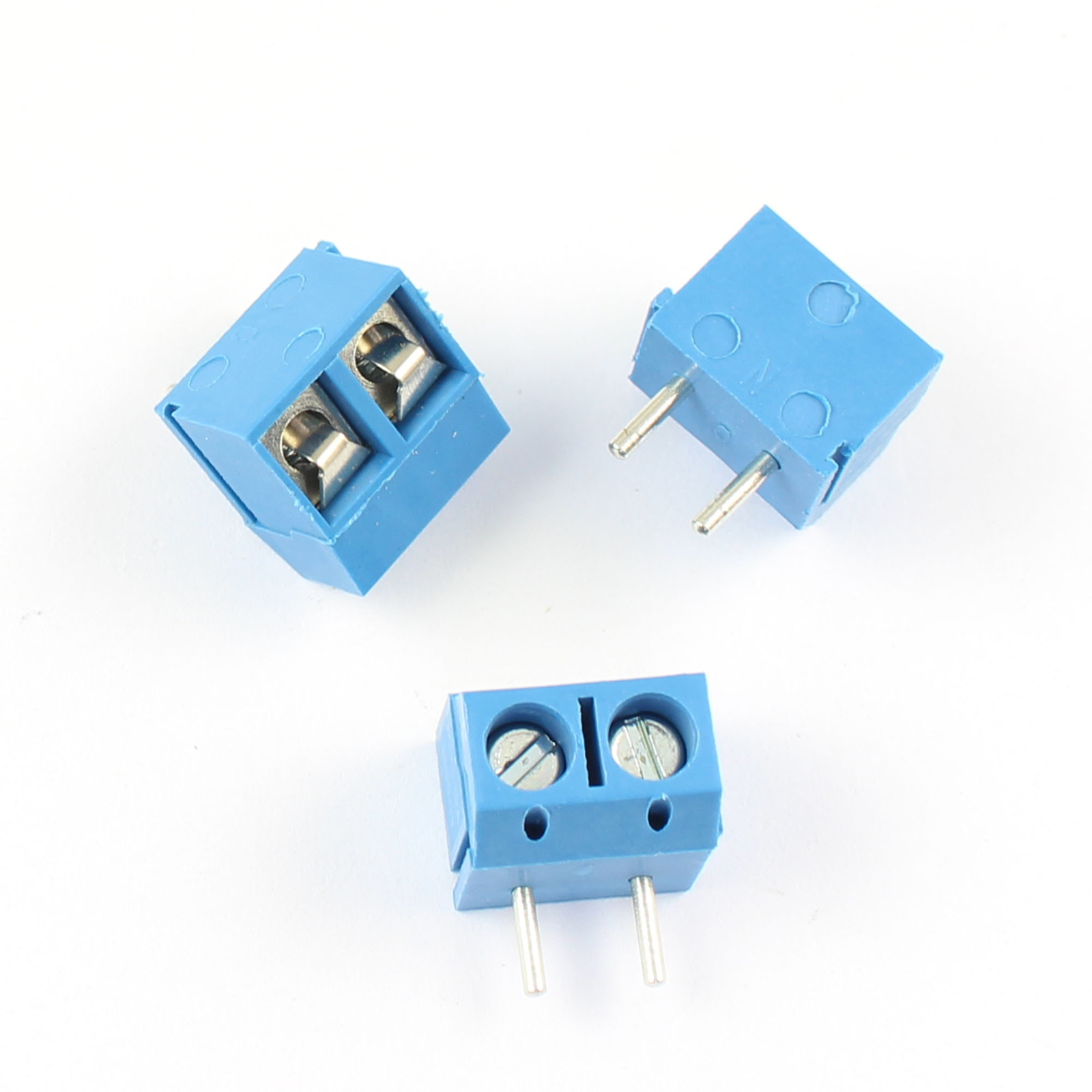 10Pcs Blue 5mm Pitch 2 pin 2 way PCB Right Angle Screw Terminal Block Connector