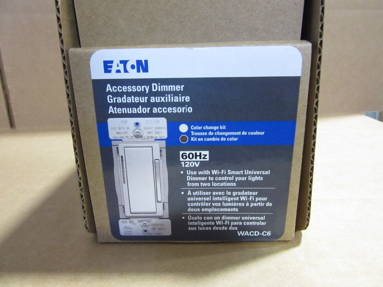 Eaton WACD-C6-SP-L Wi-Fi Smart Dimmer LED 120V White, Silver, Bronze WACD-06 New