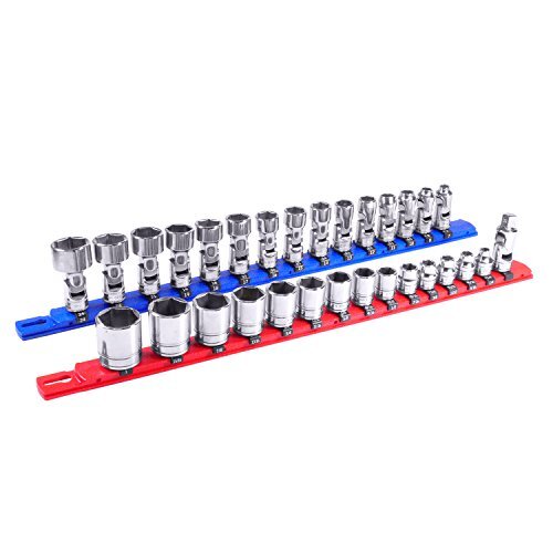 Ernst 8412 8 Socket Organizer and 7 Socket Clips - Red - 1/2