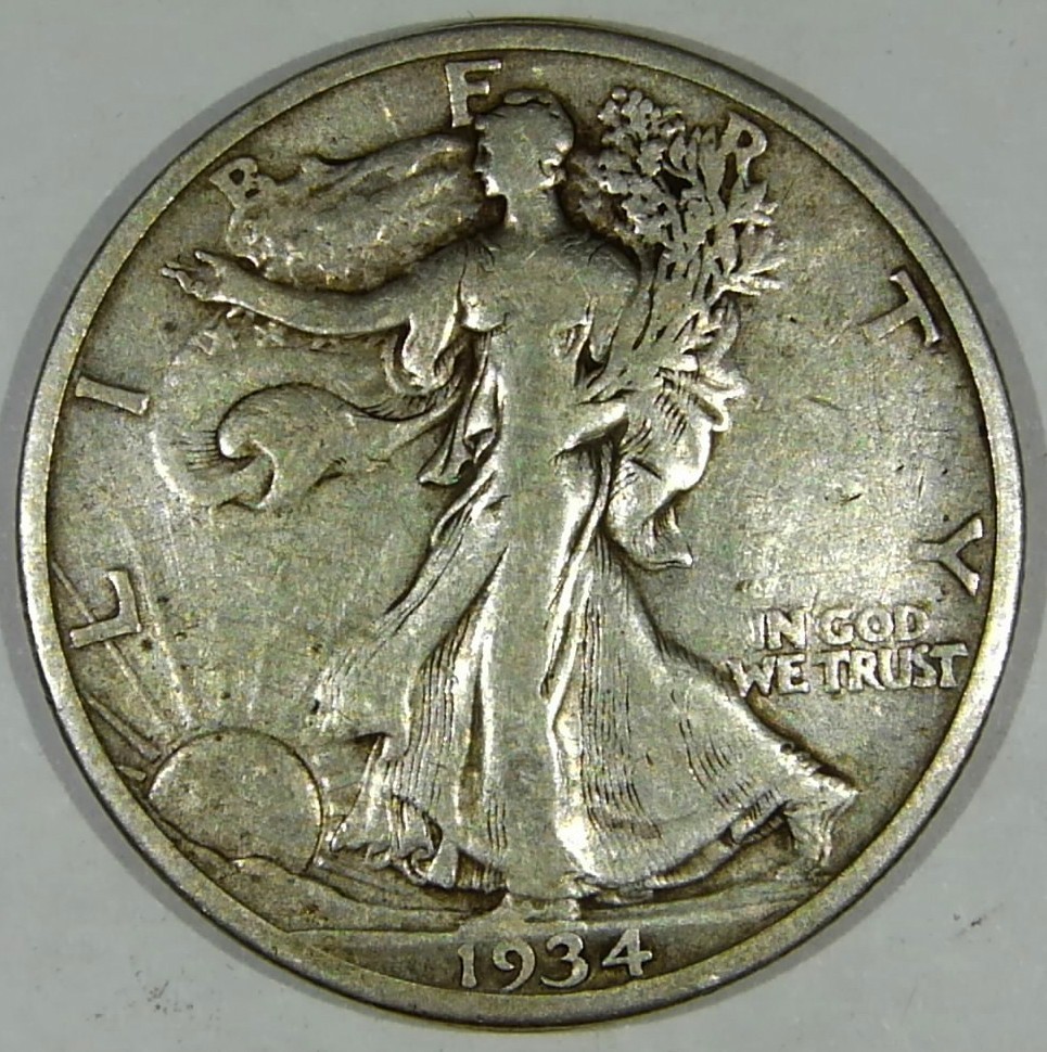 NICE Walking Liberty Silver Half Dollar 1934 S VF #J220