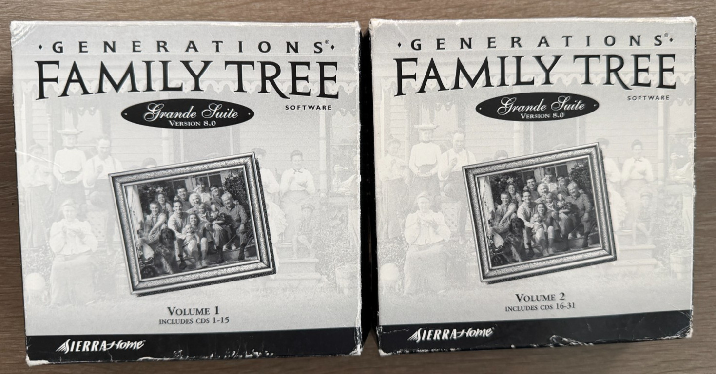Generations Family Tree Grande Suite v8.0 31 CD Set Complete Vol 1 & 2 Unused