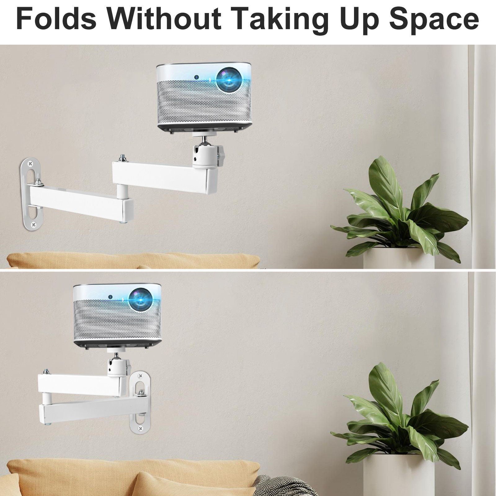 Foldable Projector Wall Ceiling Mount Bracket 360° Rotating 1/4" Screw Universal