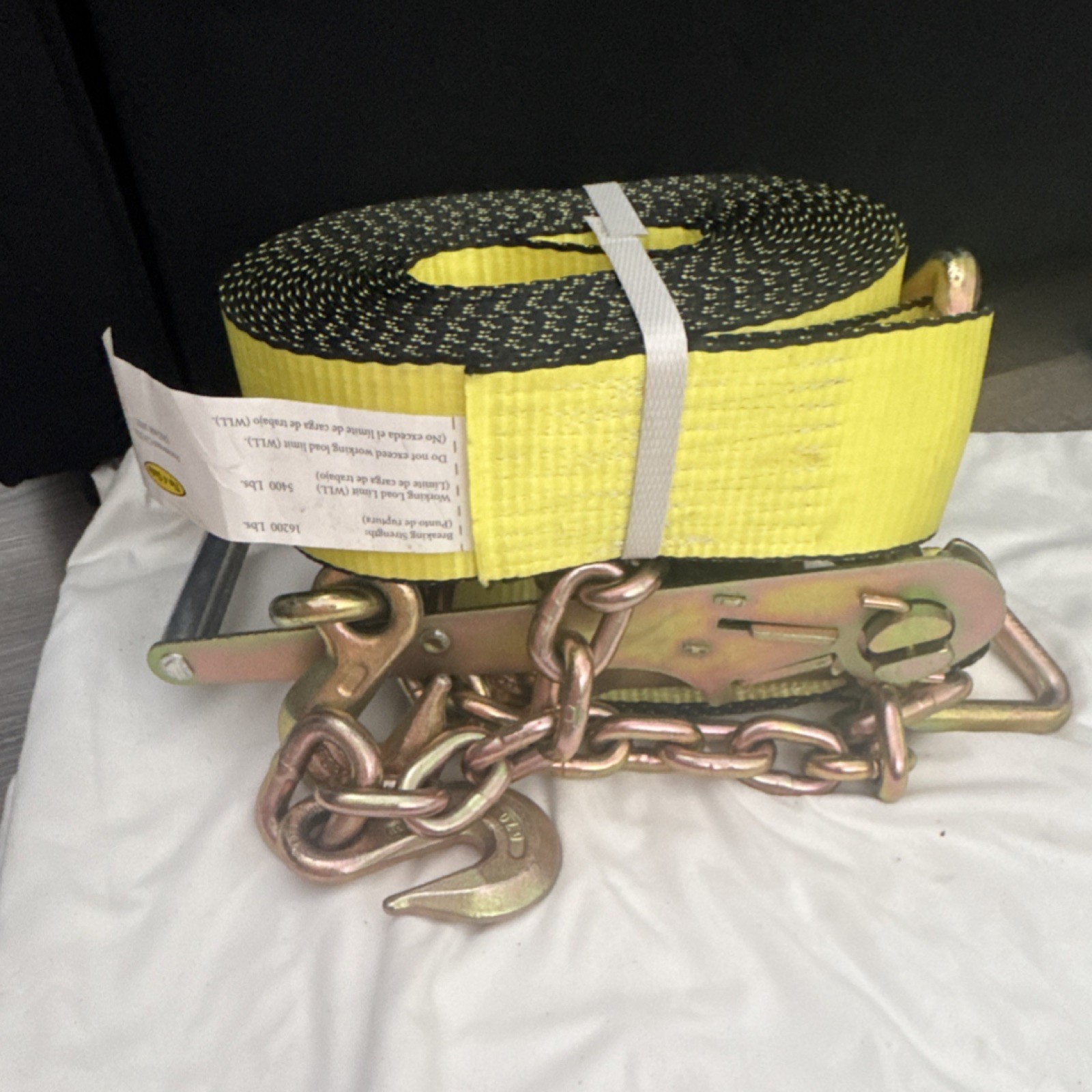 Yellow Working Load Limit (WLL) Tie Down Strap 5400 LBS