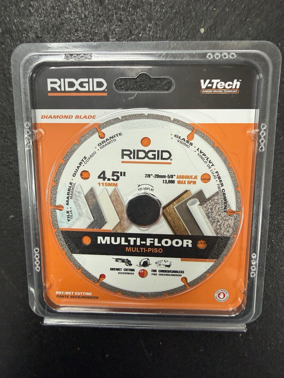RIDGID 4.5 in. Segmented Rim Multi-Flooring Diamond Blade 1009602231