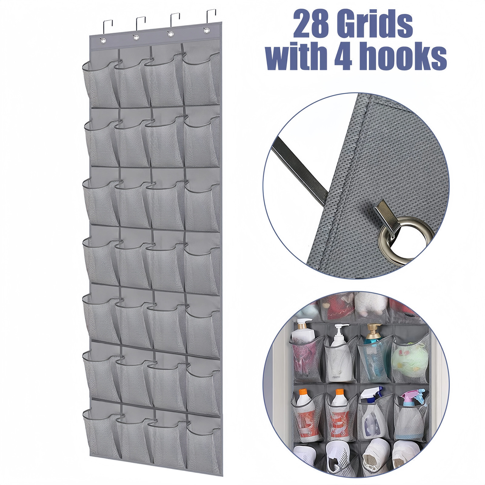 28Grids Over Door Shoe Organizer Rack ,Hanging Storage Holder Hanger Bags Closet