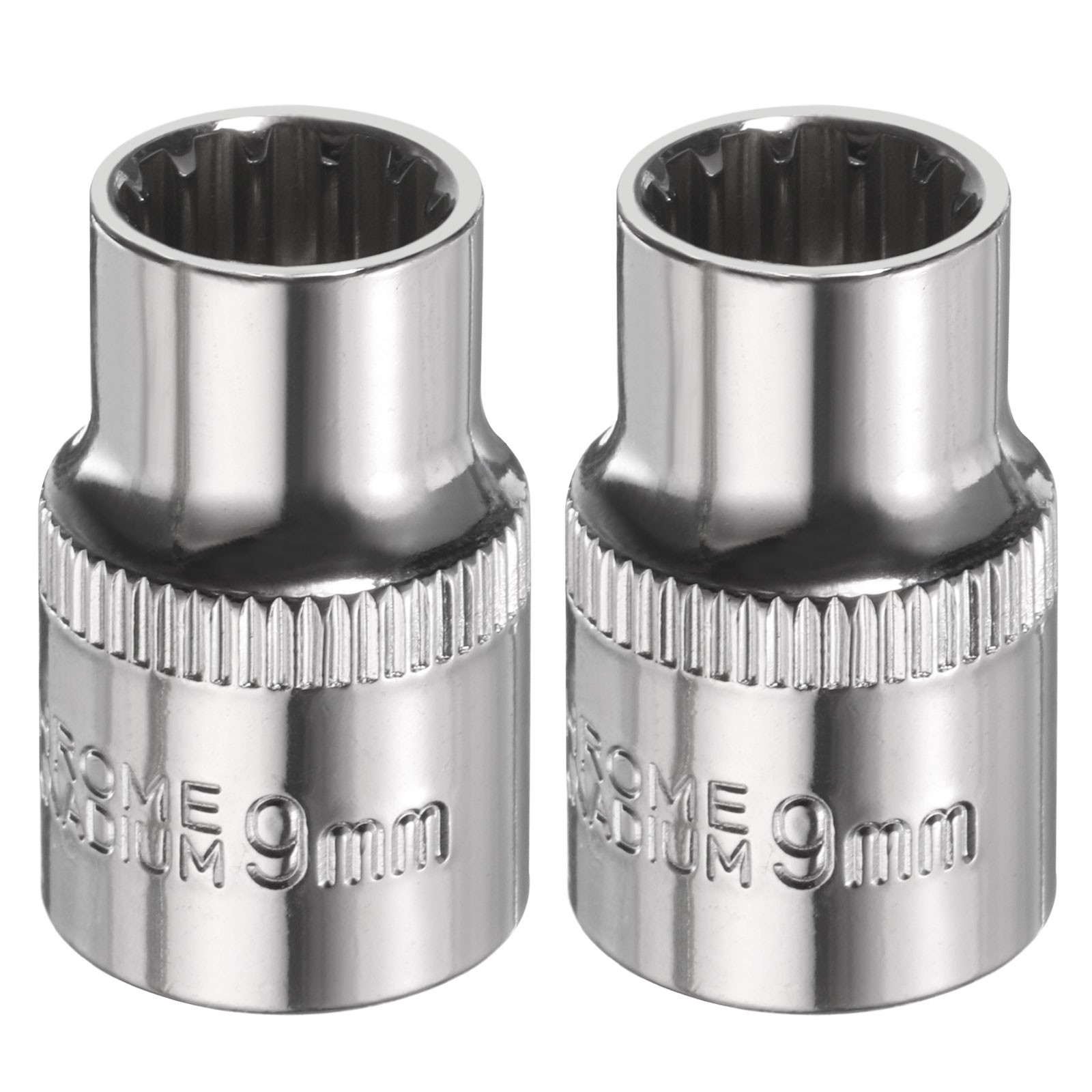 2pcs 12 Points Socket 3/8" Drive 9mm Metric Shallow Impact Socket