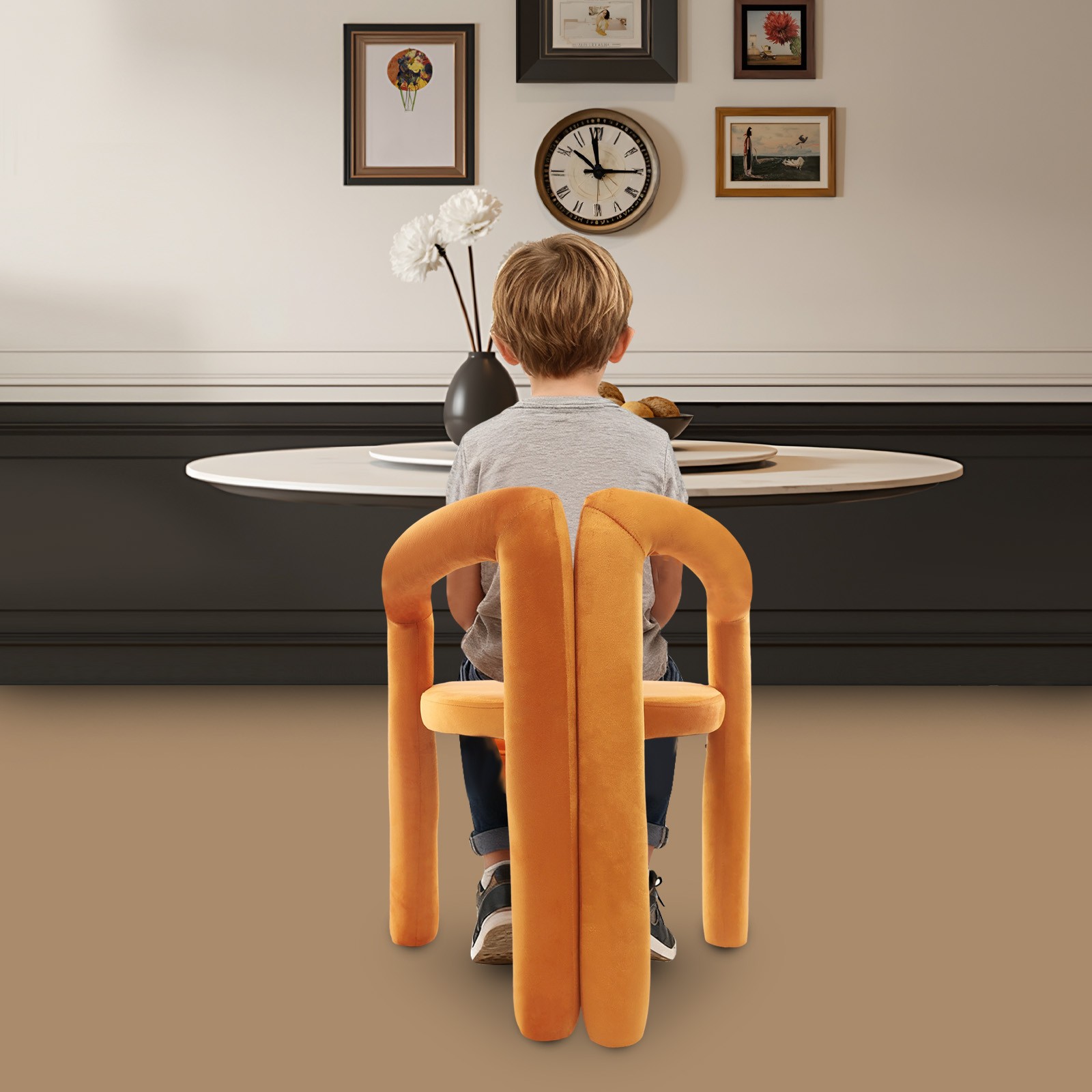 Modern Orange Chair with Soft Cushion, Makeup Chair, Chair with Backrest