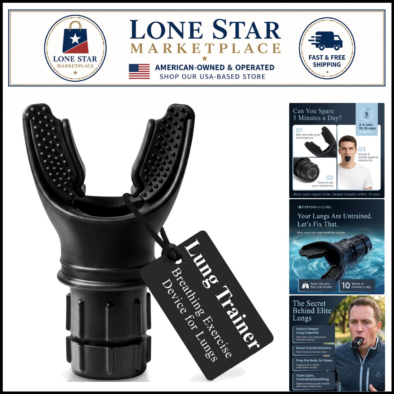 Breathing Exercise Trainer - Adjustable Lung Strengthener for All Fitness Levels