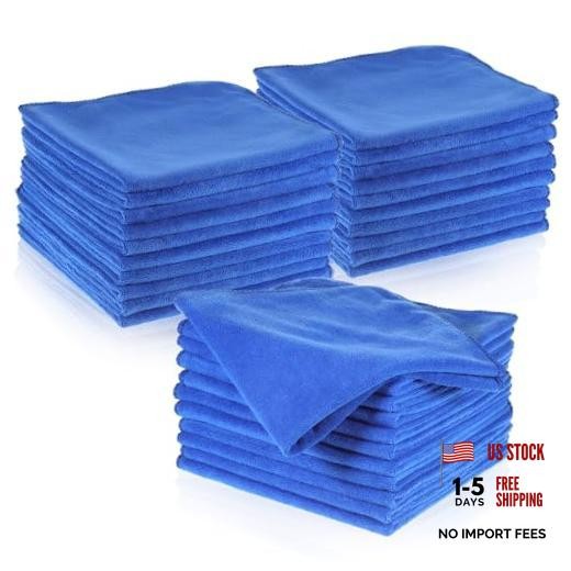 SHENLI 30Pack Edgeless Microfiber Towels for Car Detailing, 16x16 Inch | Dark