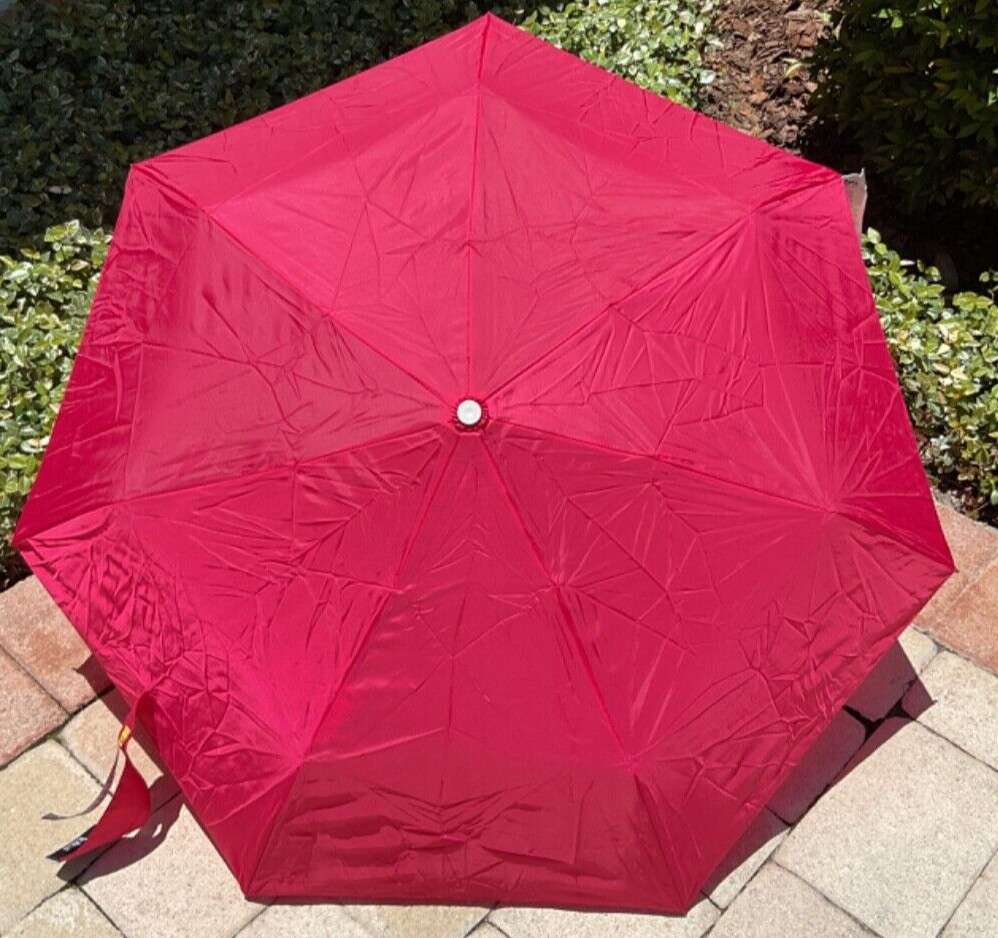 TOTES  WOMENS UMBRELLA RED PUSH TO OPEN CLOSE 42 INCH COVERAGE NWT