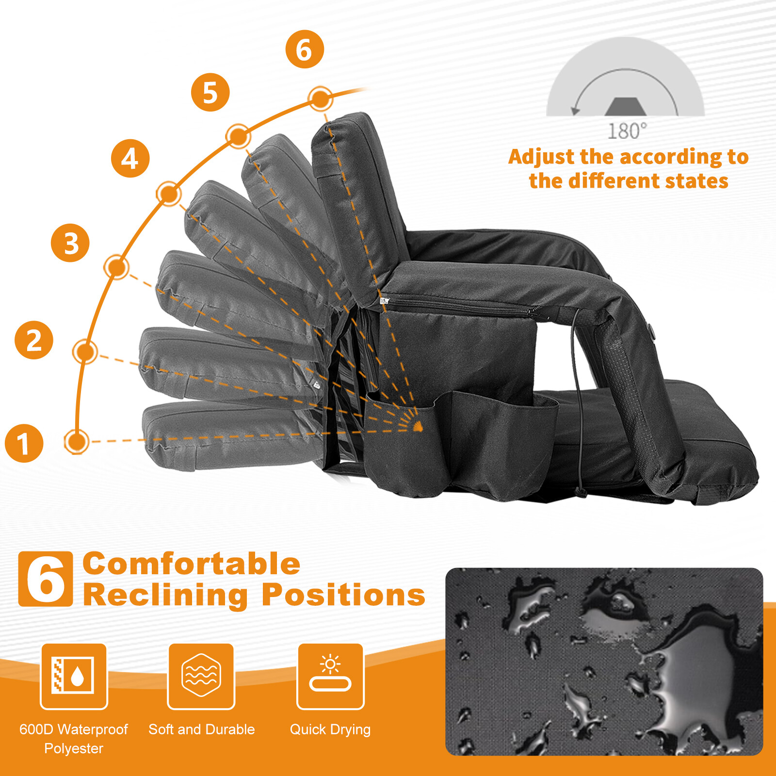 H&ZT 21"/ 25" Heated Stadium Seats for Bleachers with Back Support 3 Heat Model