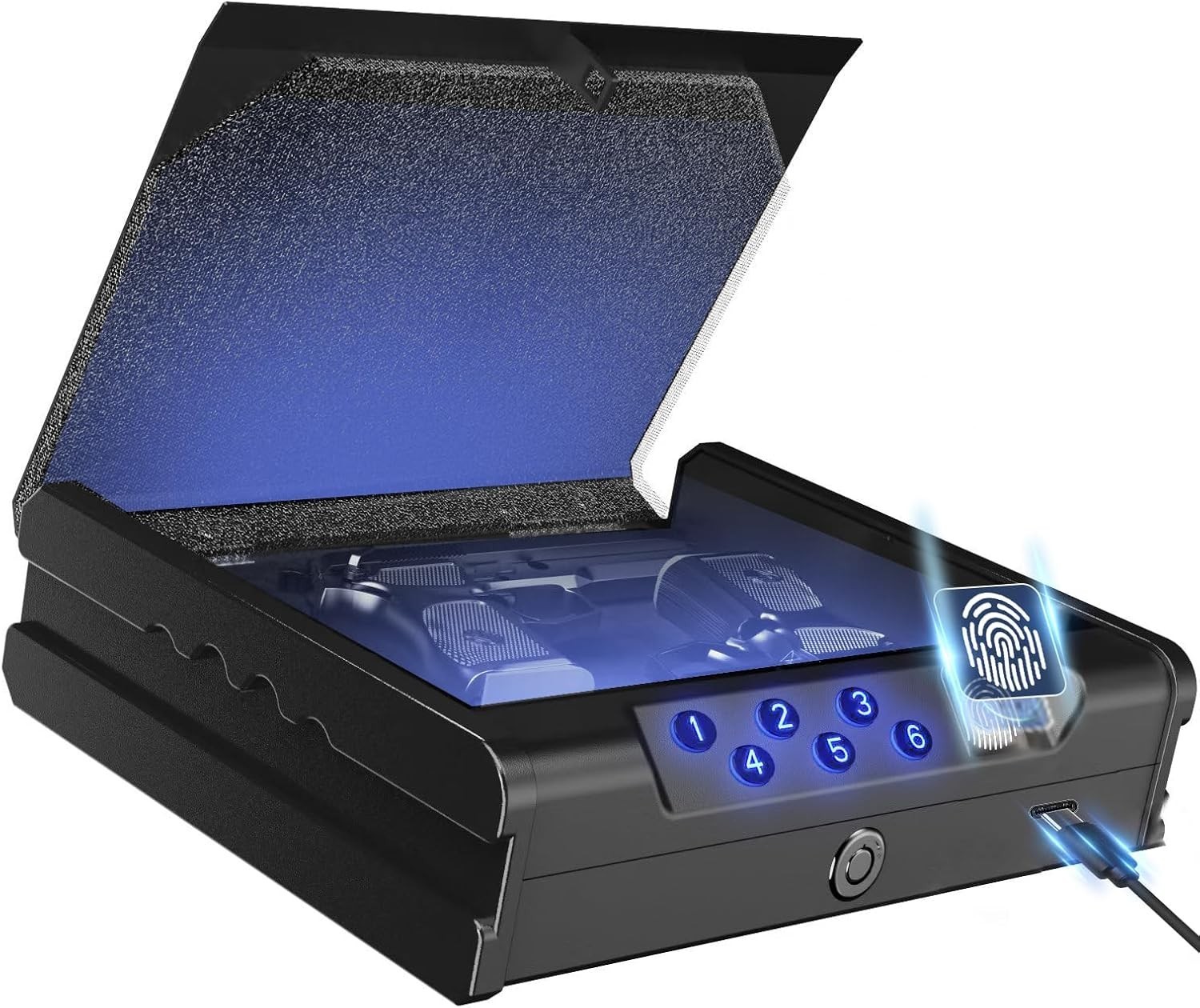 Gun Safes for 2 Pistols with 3 Quick-Access Fingerprint Hand Gun Lock Box Safe