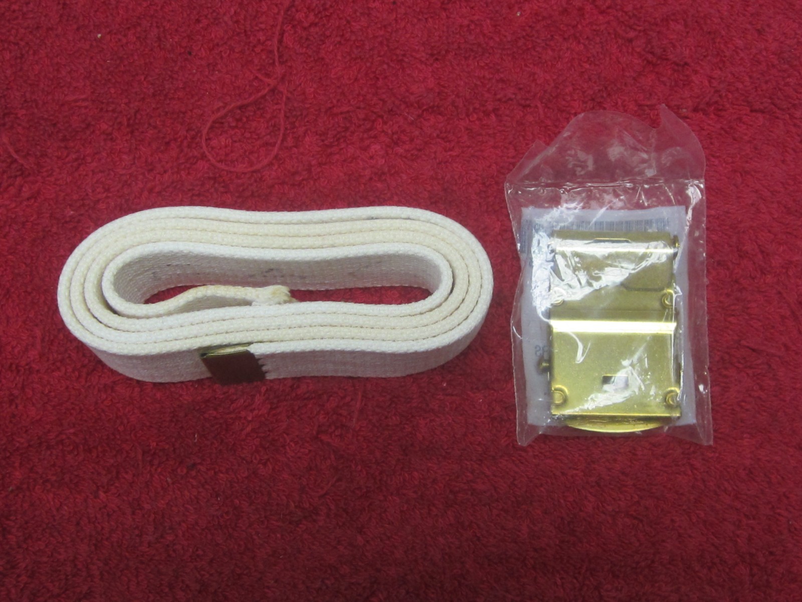 US Navy WWII White Belt W/Brass Buckle