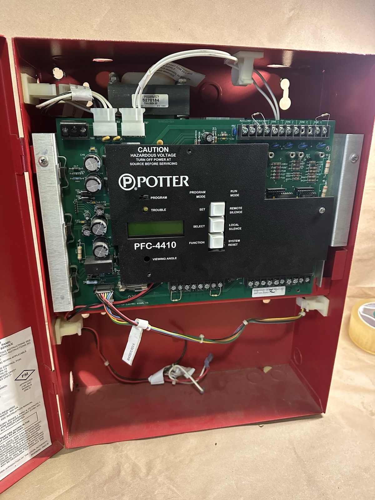 Potter PFC-4410 Fire Alarm Releasing Control Panel Untested No Key Unlocked