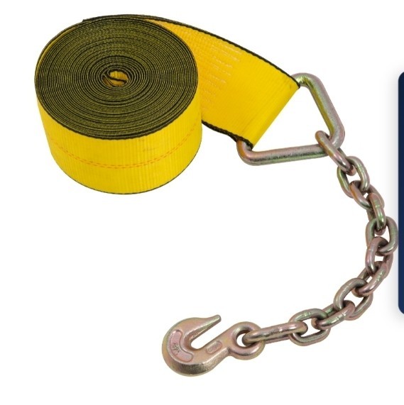2 Pack 4 in. x 30 ft. Winch Strap with Chain Anchor NEW IN BOX Flatbed Supplies