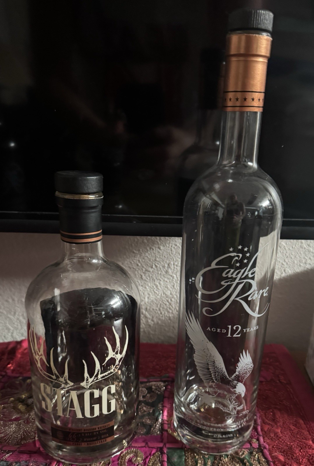 Empty  Eagle Rare 12 Year Old Bourbon Bottle 750ml And Stagg 22A Decanter Lot