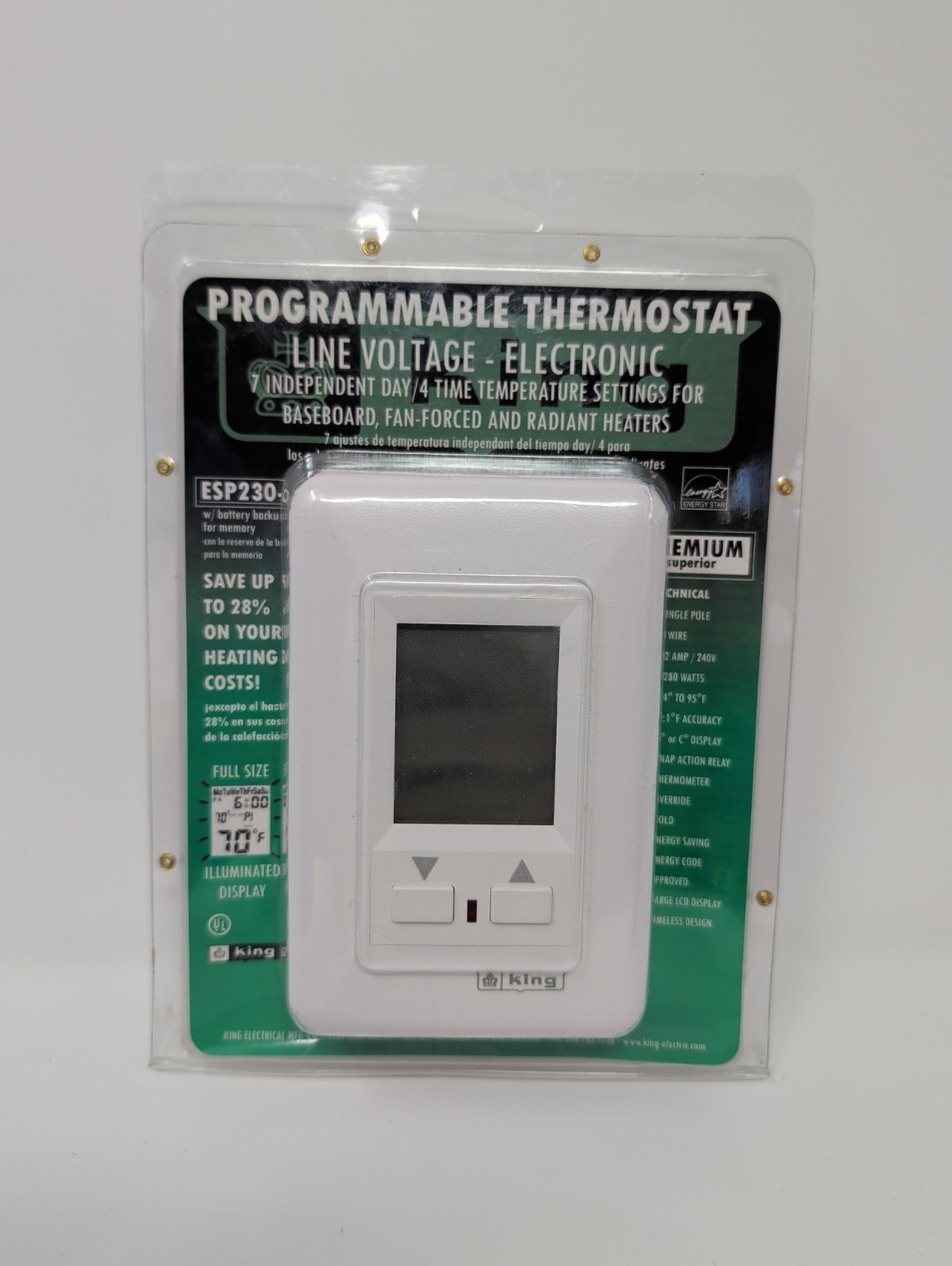 King Electrical MFG Co ESP230-R Digital Thermostat 240v/208v New Sealed