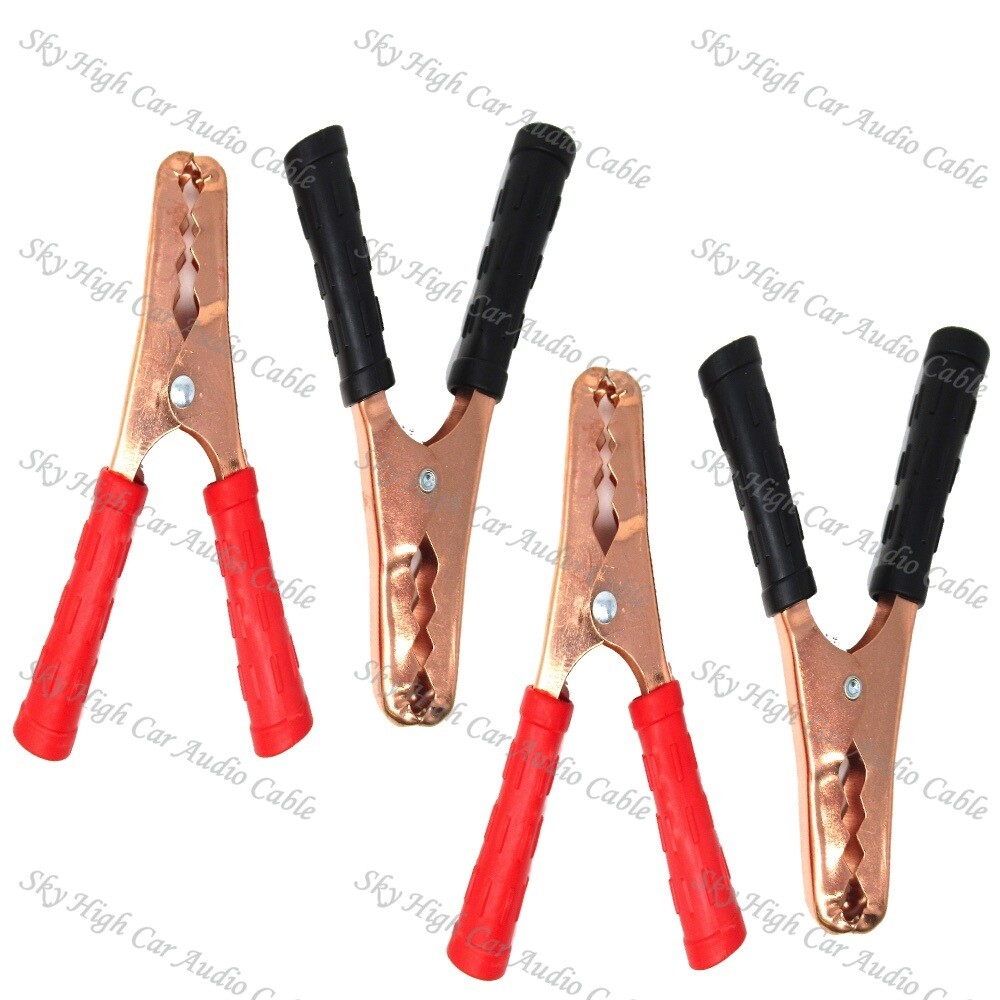 2 Pair 8 GA Copper Plated Insulated Car Battery Alligator Clamp 200A Red Black