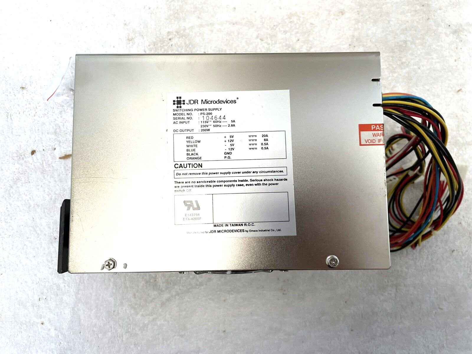 JDR Microdevices SWITCHING POWER SUPPLY PS-200