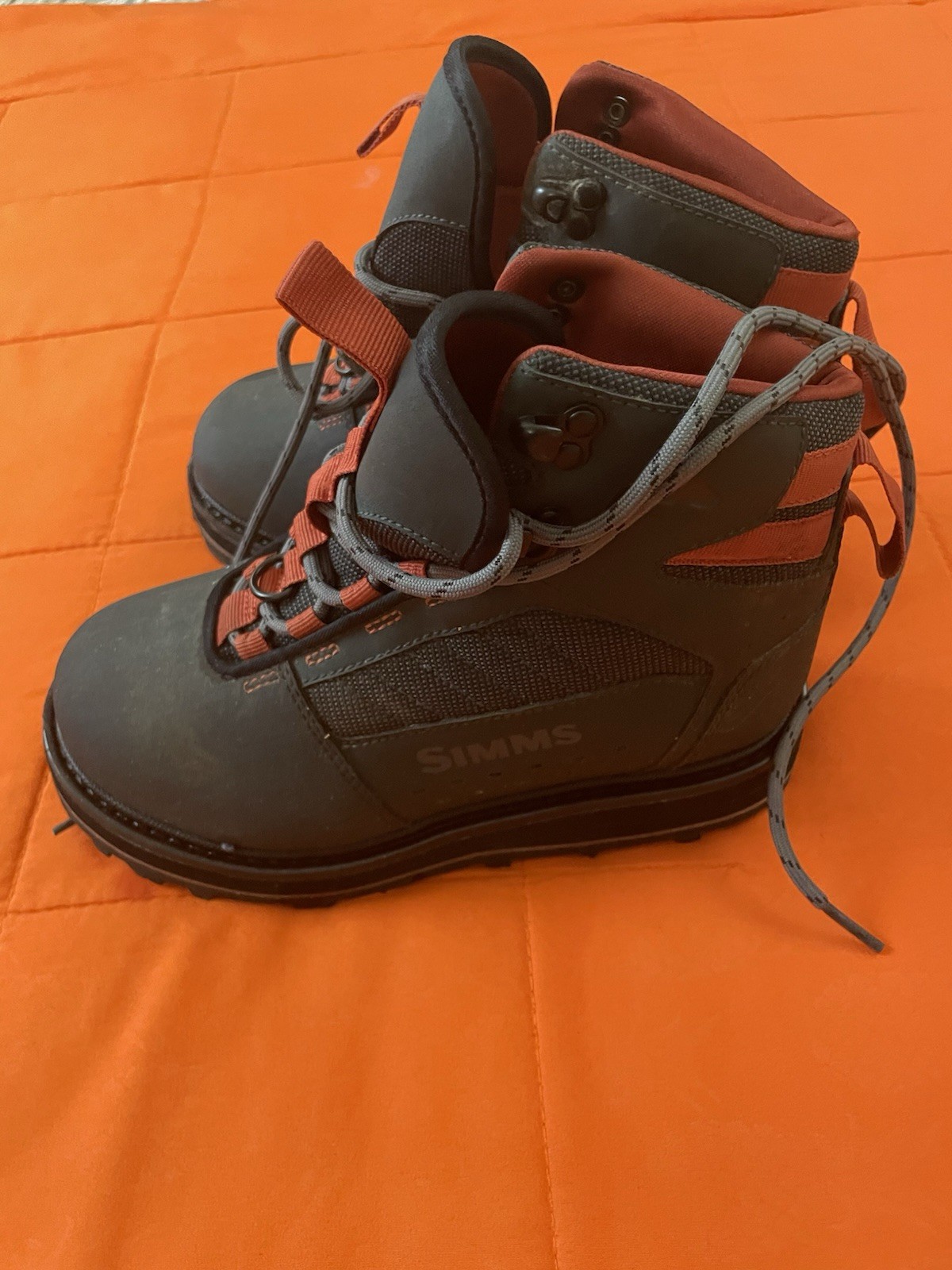 Simms Mens Tributary Wading Boots 7 Lace Up Felt Sole Fishing Shoes Gray