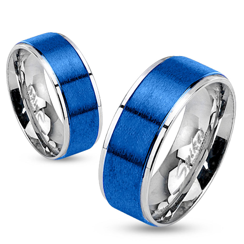 Women Men Teenager Steel & Blue Plate Alliance Ring Convenient New M0026