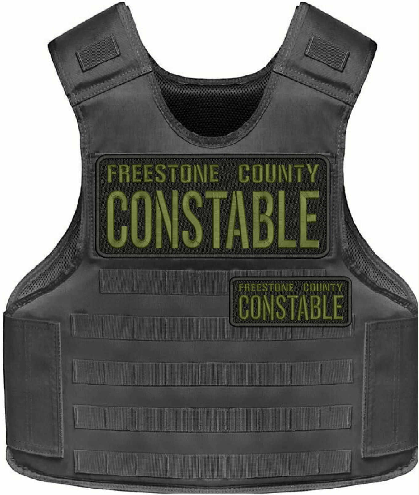 Freestone County Constable EMB Patch 10x4 & 5x2 Velcr@ On Back    Od on  Black