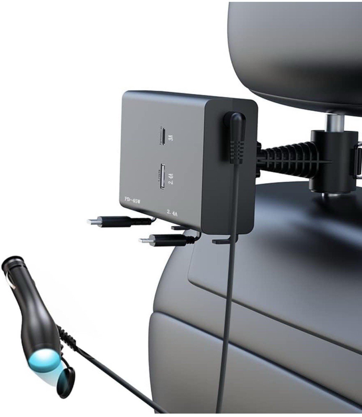 Retractable 5 In 1 Backseat Car Charging Station