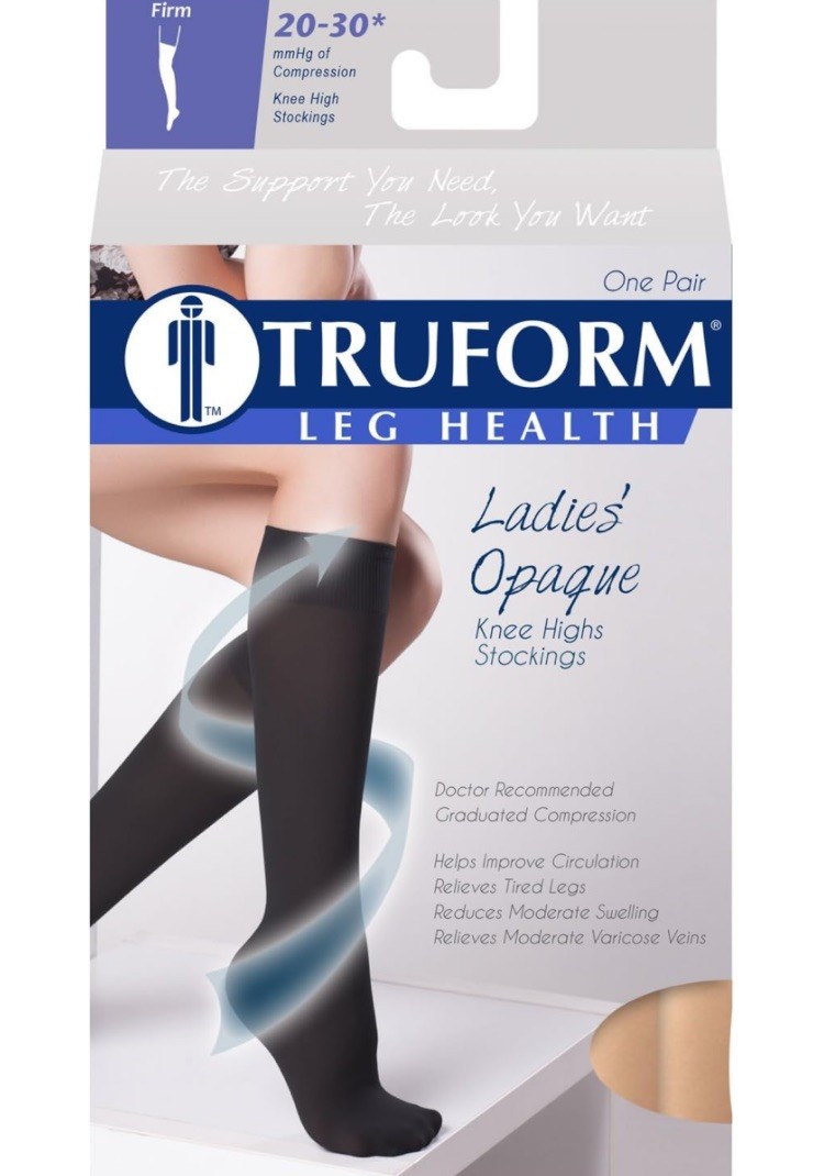 TRUFORM Ladies' Opaque Knee High Stockings 20-30mmHg (Black) Medium 0363