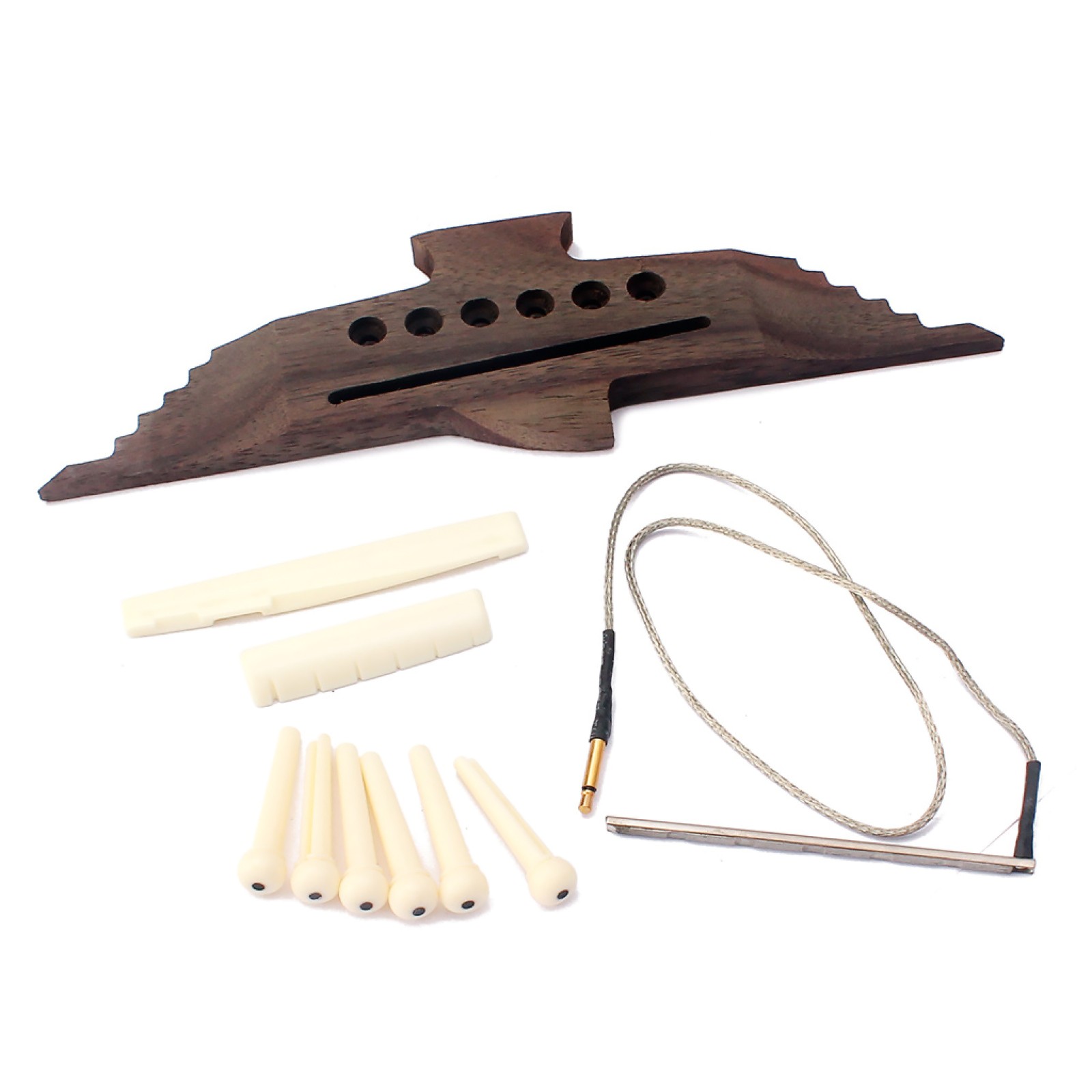 6 String Acoustic Guitar Rosewood Bridge & Pins Piezo Pickup Saddle Nut Set N