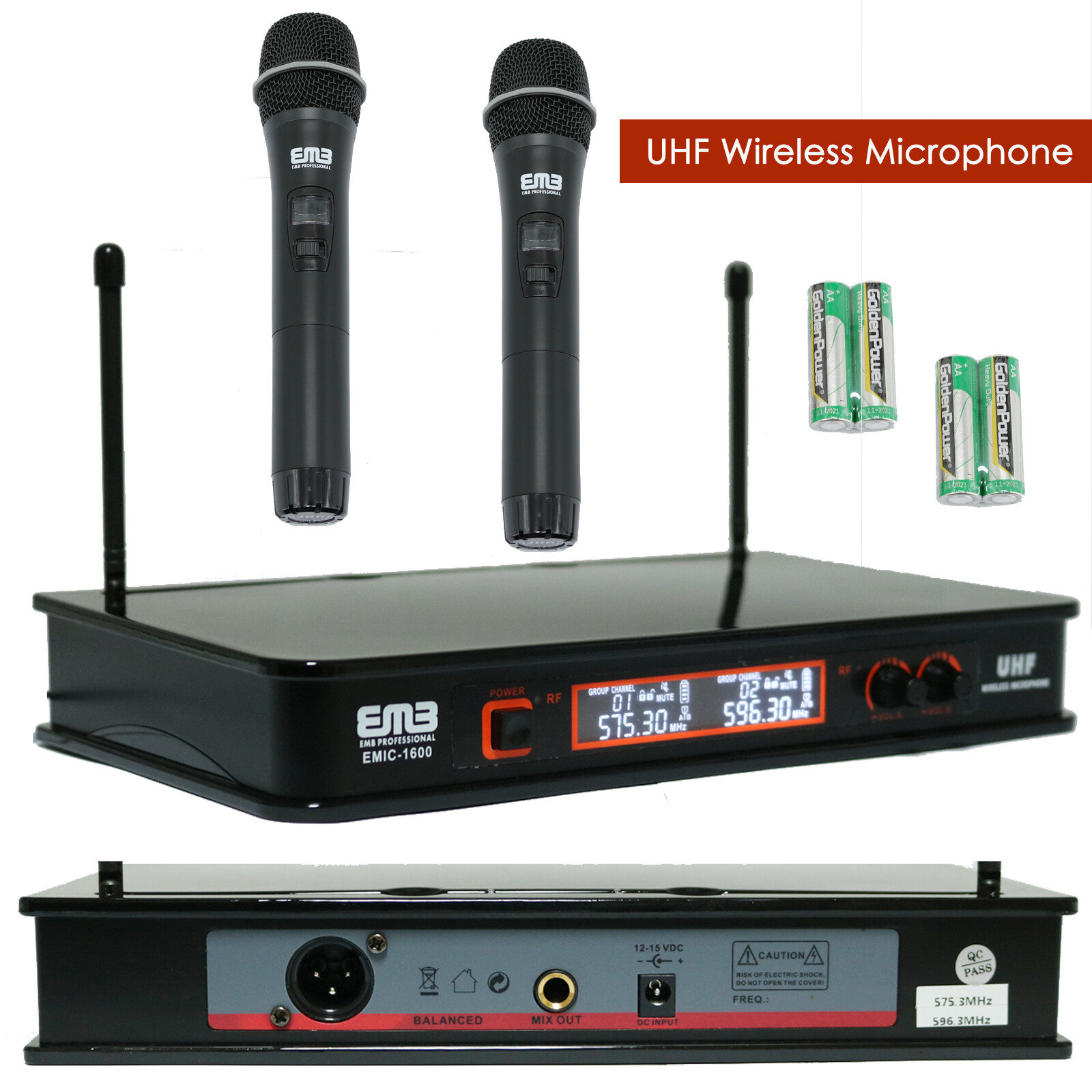 Vocal Karaoke Wireless Microphone System Dual Handheld 2 x Cordless  Mic 6-8 Hrs