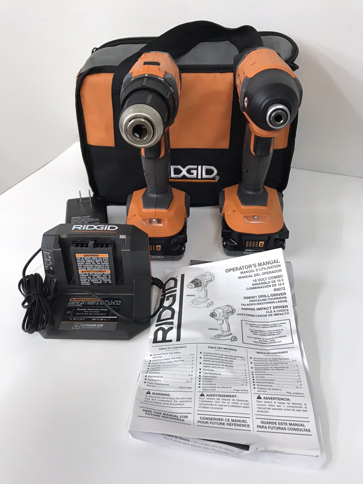 Ridgid Cordless 2 Tool Combo kit R86001 & R86002