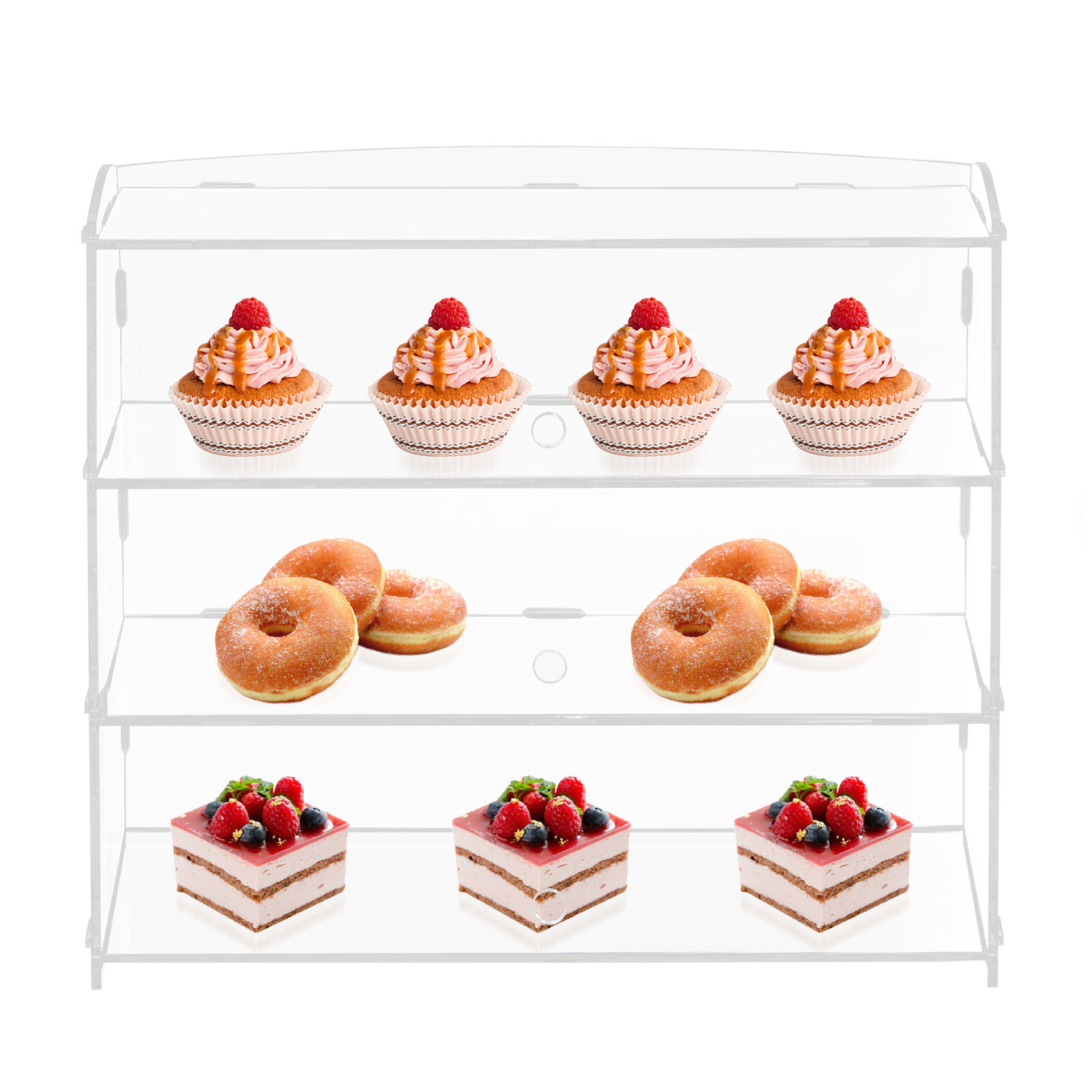 3 Layer Acrylic Display Case Bakery Retail Display Counter Cabinet Showcase