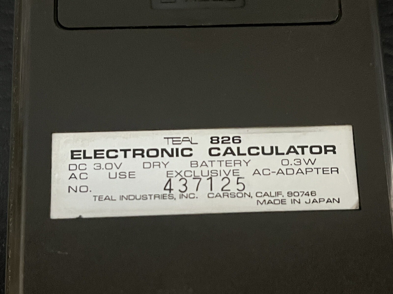VTG TEAL 826 ELECTRONIC WORKING MATH STUDENT CALCULATOR