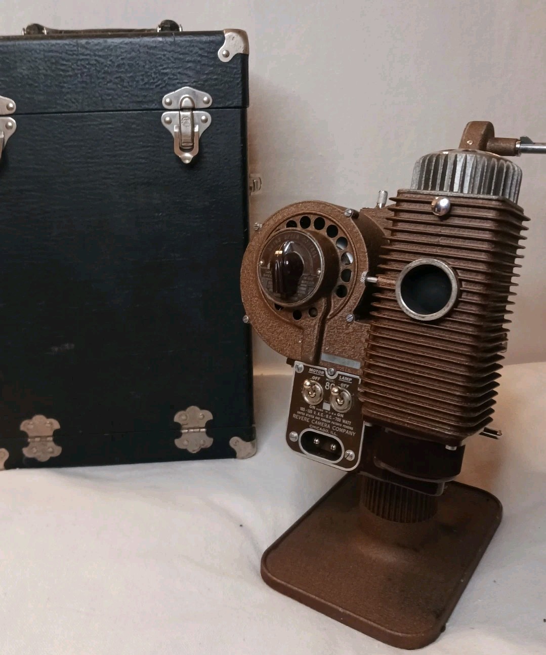 Vintage Revere  8mm Film Projector W/ Original Case + Cord Model 80 Powers On