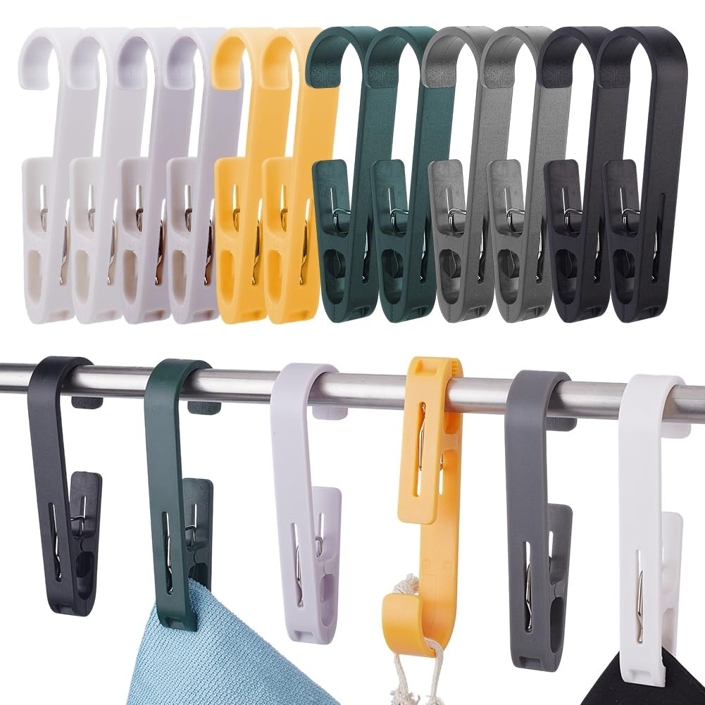 18 PCS Large Clothes Pins Towel Clips Plastic Multi Color Hanging Closet