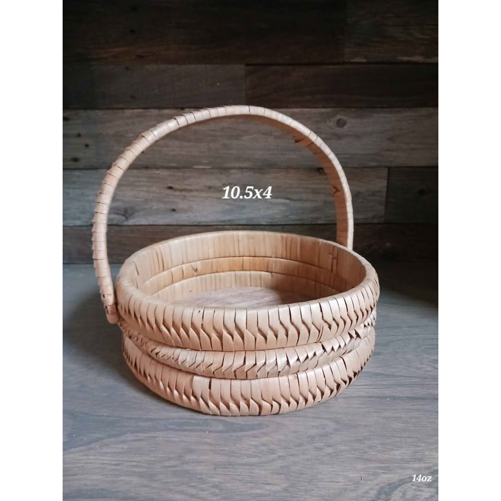 Vintage Woven Chip Wood Basket with Handle Easter