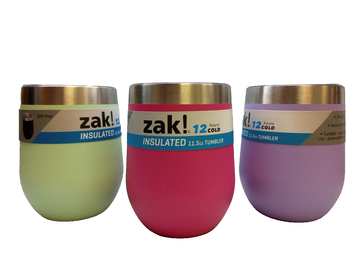 Zak 11.5oz / 341ml Insulated Wine Tumbler Various Colors