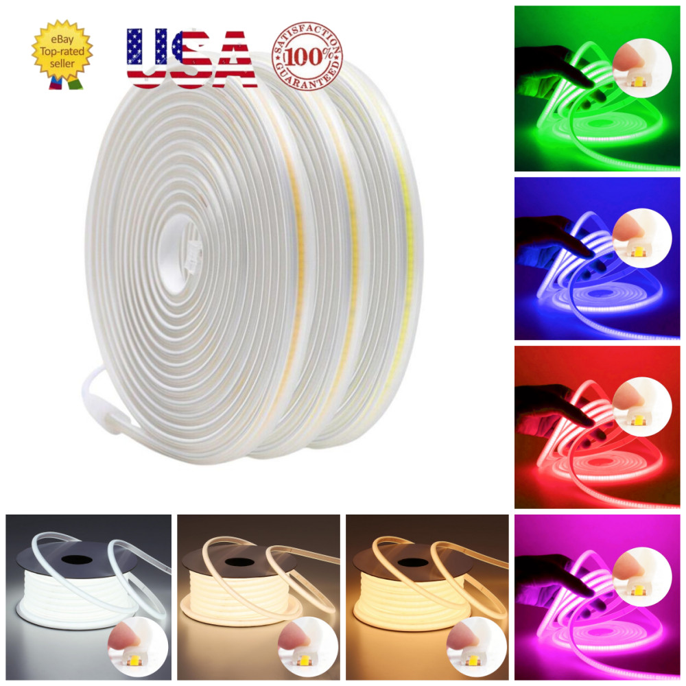 【SALE】110V IP68 Waterproof COB LED Strip Light Outdoor 480Leds/m High Brightness