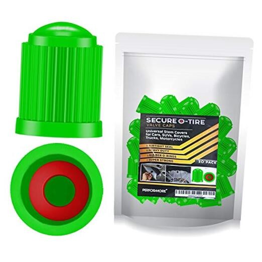 30 pcs Tire Valve Caps Heavy-Duty Stem Covers with O-Rubber Rings, Green