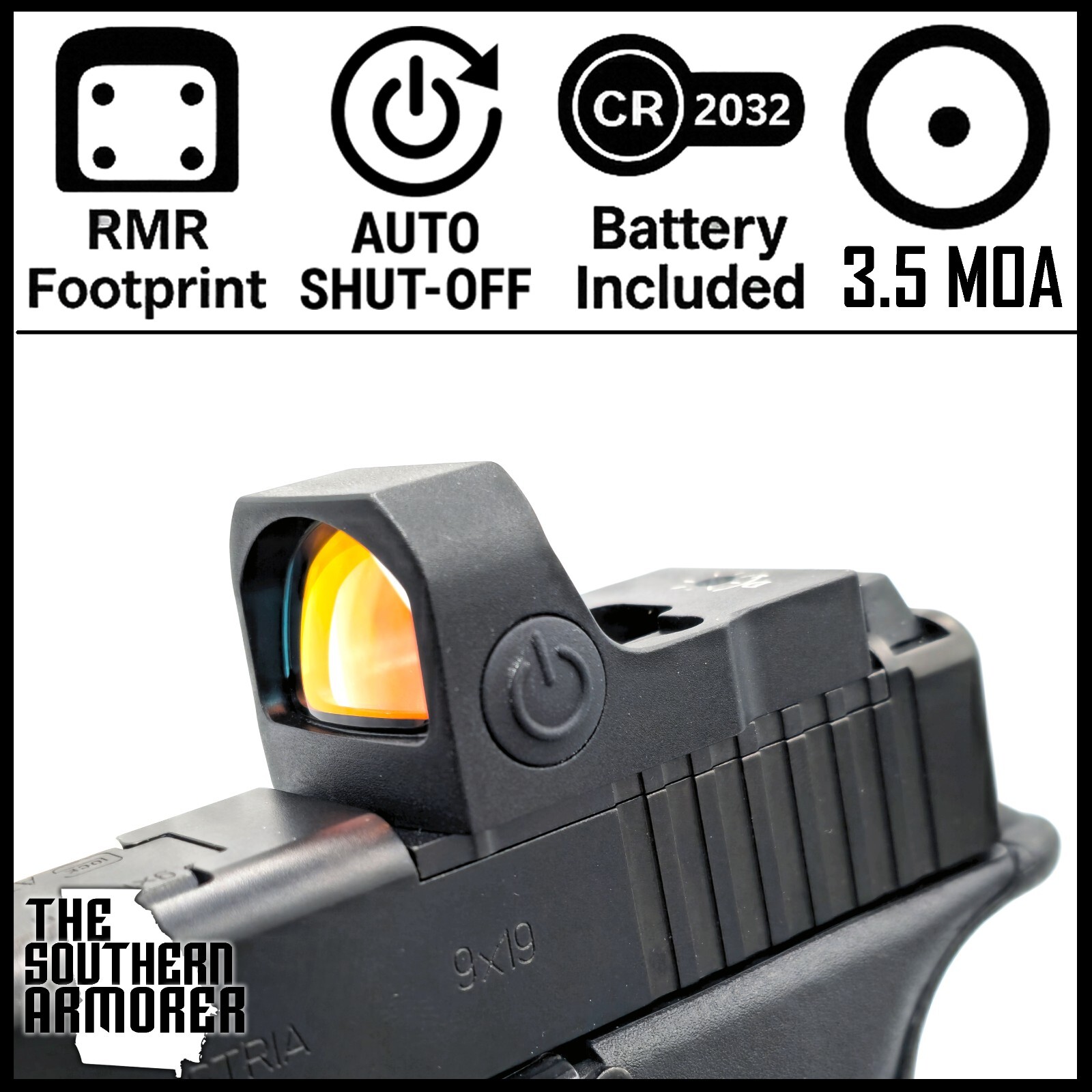 OPEN REFLEX RED DOT OPTIC SIGHT FOR GLOCK MOS 17 19 20 21 22 23 02 ADAPTER PLATE